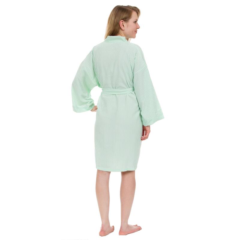 Leisureland Women's Classic Striped Seersucker Short Robe