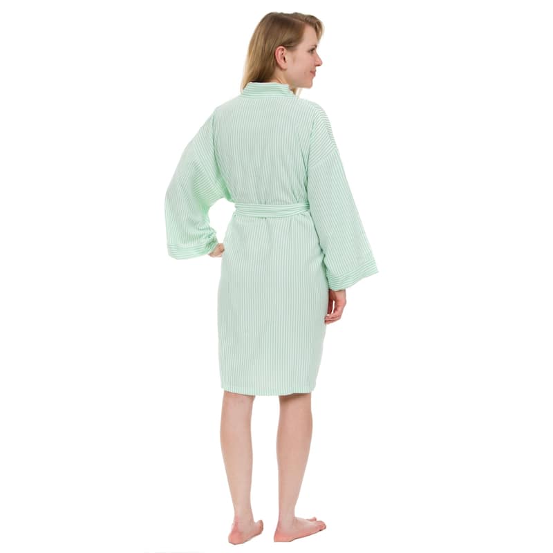 Leisureland Women's Classic Striped Seersucker Short Robe