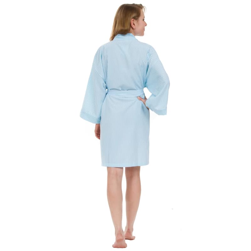 Leisureland Women's Classic Striped Seersucker Short Robe