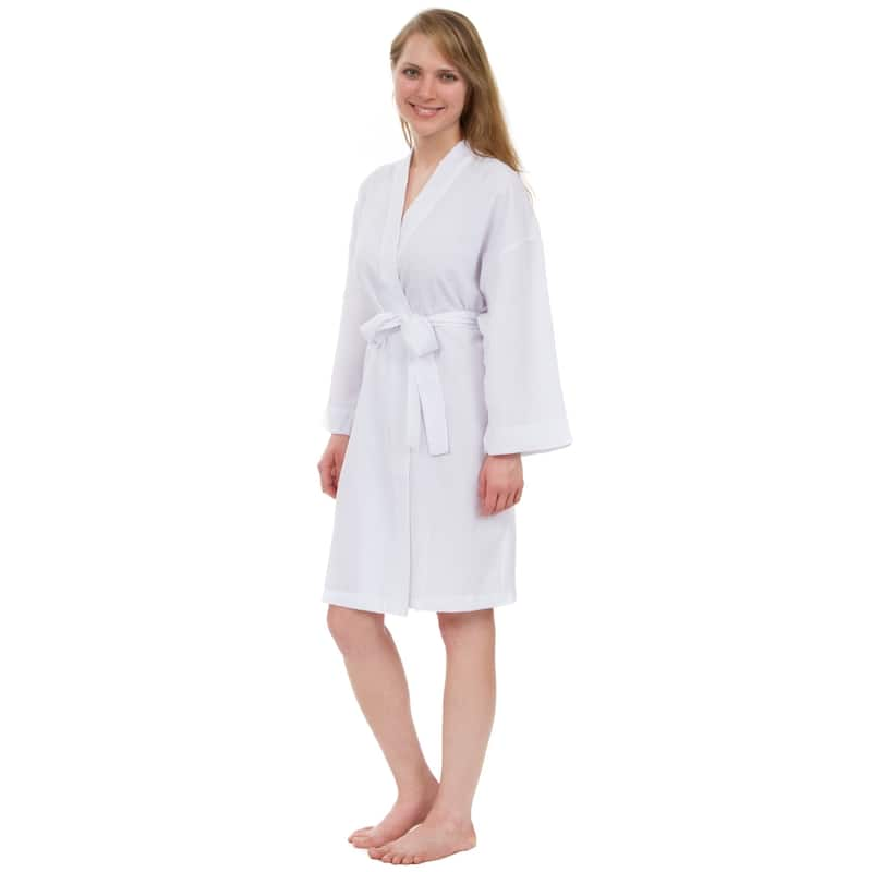 Leisureland Women's Classic Striped Seersucker Short Robe