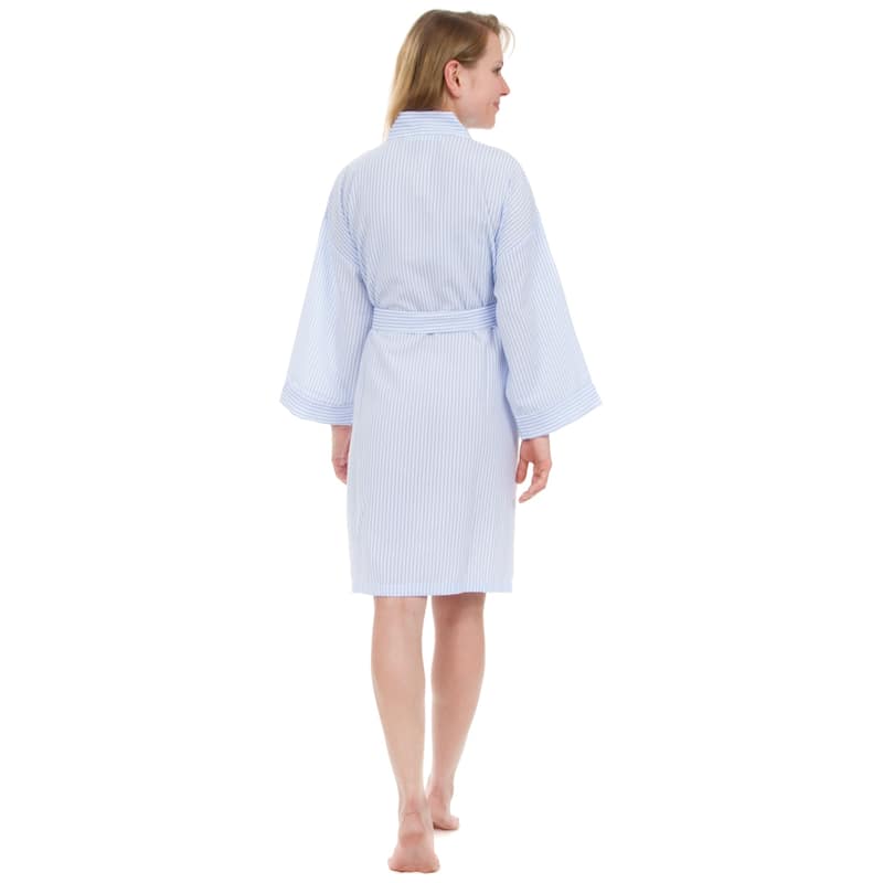 Leisureland Women's Classic Striped Seersucker Short Robe