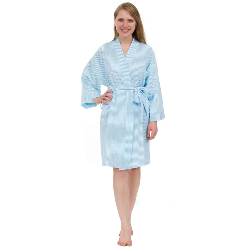 Leisureland Women's Classic Striped Seersucker Short Robe