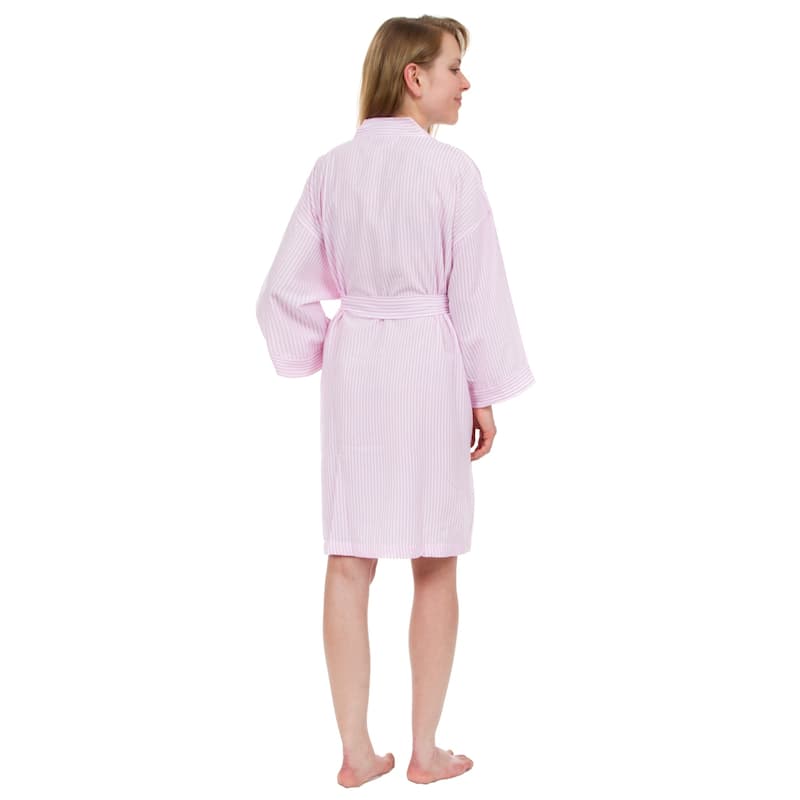 Leisureland Women's Classic Striped Seersucker Short Robe