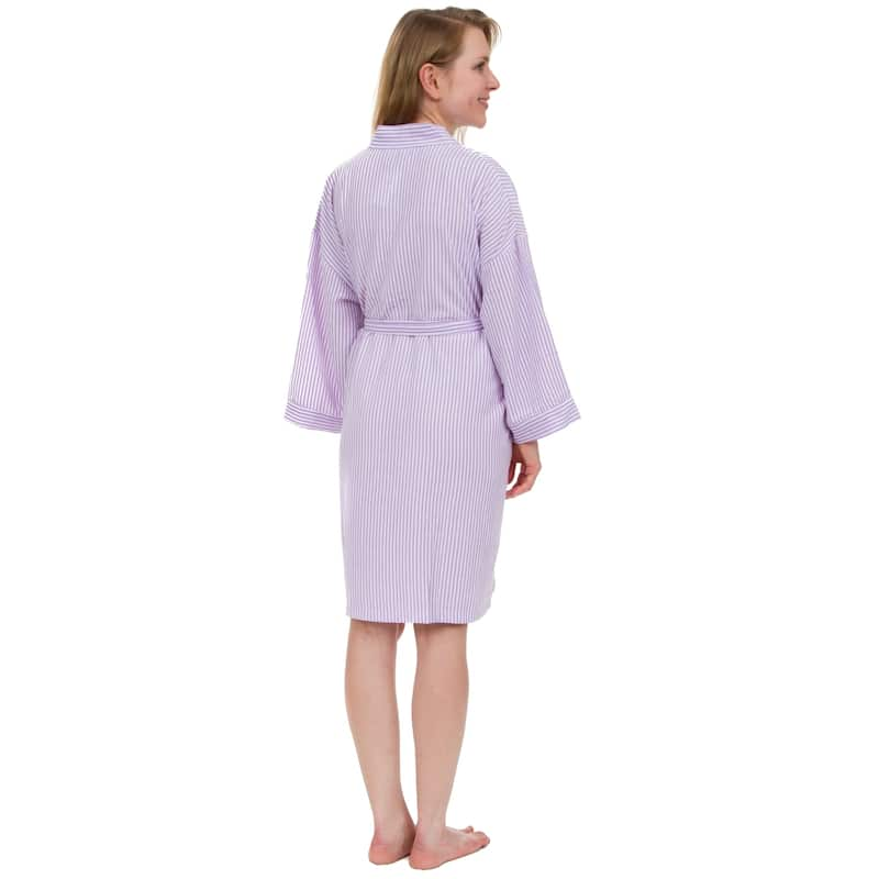 Leisureland Women's Classic Striped Seersucker Short Robe