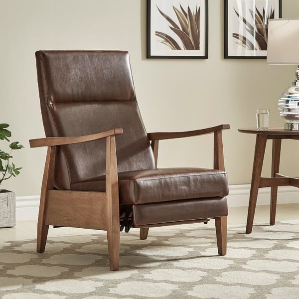 Brayden Mid Century Wood Arm Recliner By Inspire Q Modern Overstock 17769820