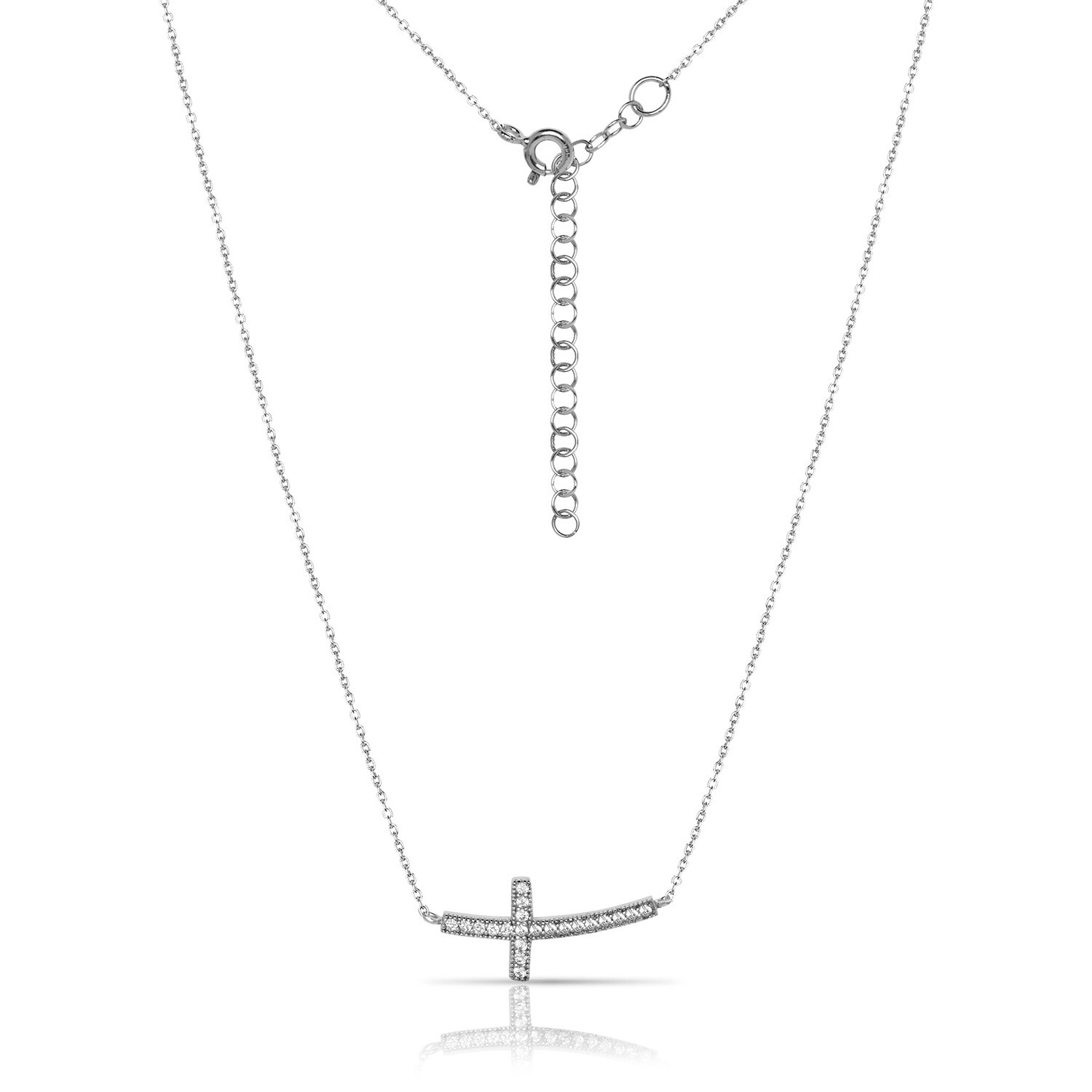 Mireval Sterling Silver Passion Cross Charm on an Optional Charm Holder