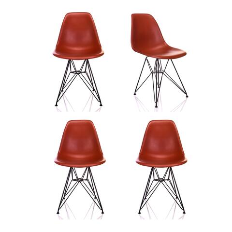 Nature Series Blood Orange DSR Mid-Century Modern Dining Accent Side Chair with Black Eiffel Steel Leg (Set of 4)