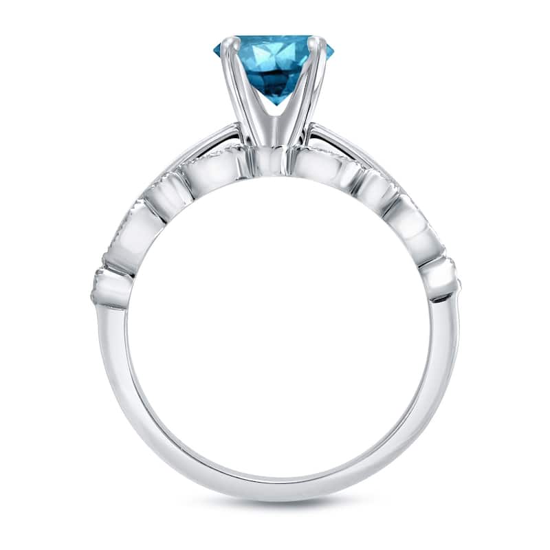 Auriya Vintage Stackable 1/2ctw Solitaire Blue Diamond Engagement Ring Set 14K Gold
