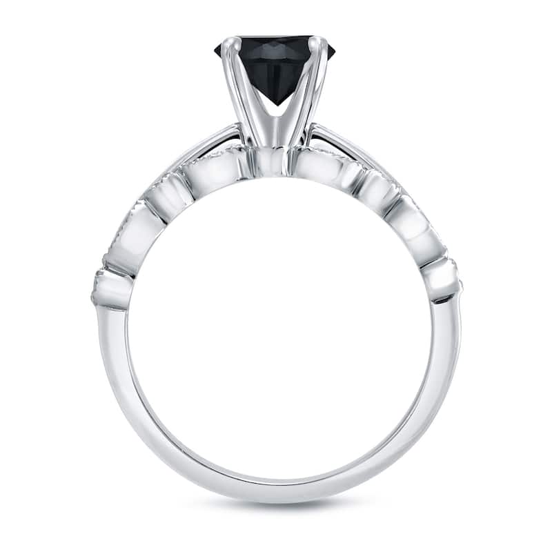 Auriya Vintage Stackable 2/3ctw Solitaire Black Diamond Engagement Ring Set 14K Gold