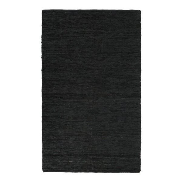 LCD02 Matador Collection Black Leather Chindi Rug Hand Loomed 
