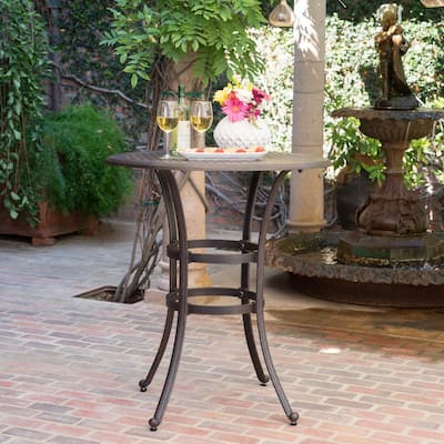 Alfresco Outdoor 37-inch Cast Aluminum Round Bar Table with Umbrella Hole by Christopher Knight Home