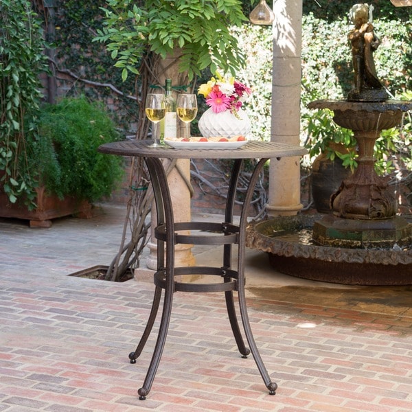 Alfresco Outdoor 37 inch Cast Aluminum Round Bar Table with