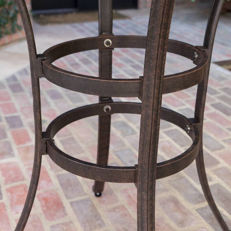 Alfresco Outdoor 37-inch Cast Aluminum Round Bar Table with Umbrella Hole by Christopher Knight Home