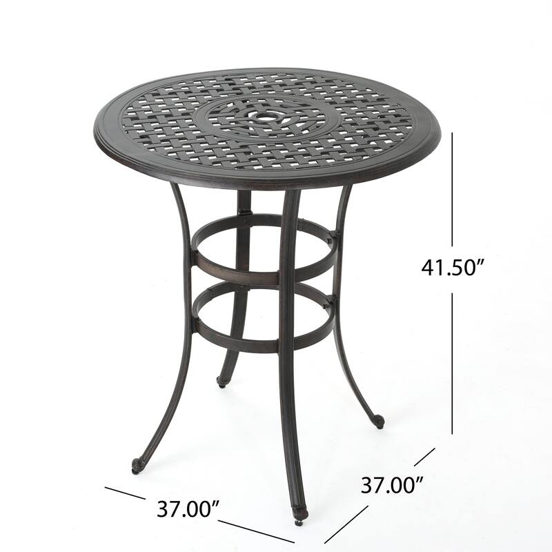 Alfresco Outdoor 37-inch Cast Aluminum Round Bar Table with Umbrella Hole by Christopher Knight Home