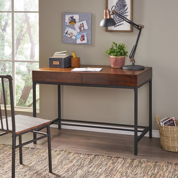 Shop Ebany Industrial Acacia Wood Storage Desk by Christopher Knight ...