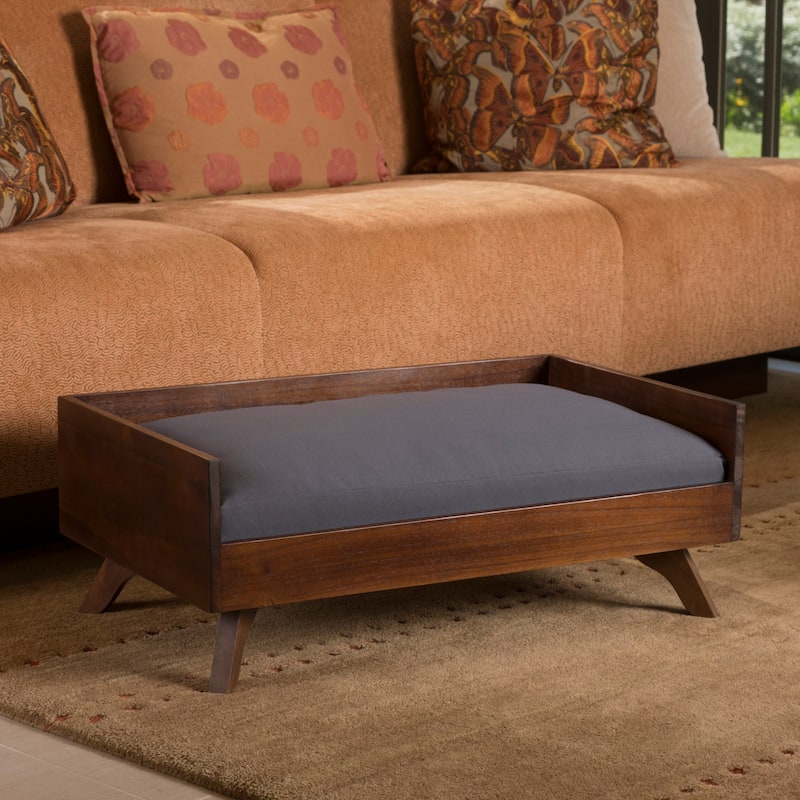 Doran Mid Century Rectangle Acacia Wood Dog Bed by Christopher Knight Home - N/A