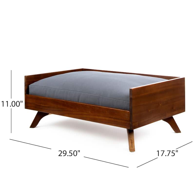 Doran Mid Century Rectangle Acacia Wood Dog Bed by Christopher Knight Home - N/A