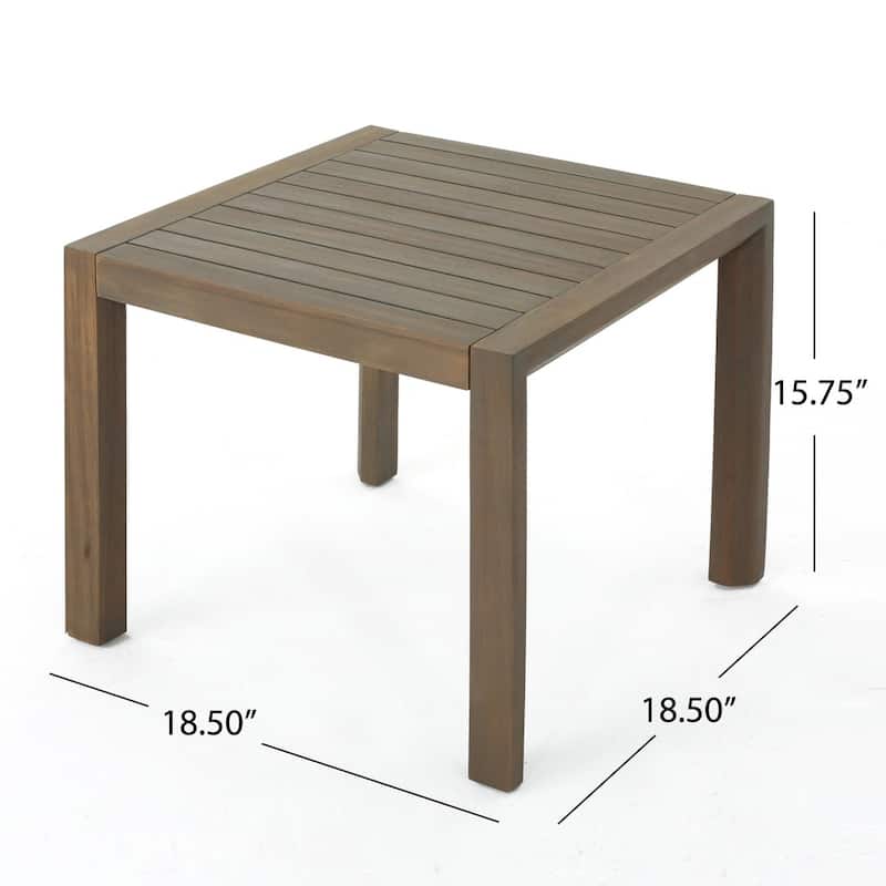 Leah Outdoor 3-piece Acacia Wood Chat Set with Cushions by Christopher Knight Home