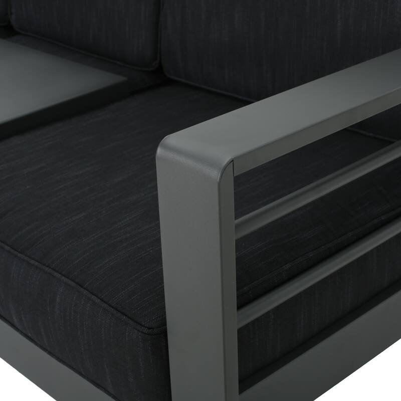 Cape Coral Outdoor Aluminum Tempered Glass 4-piece Sofa Chat Set with Cushions by Christopher Knight Home