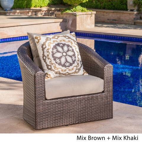 Darius Outdoor Wicker Aluminum Swivel Chair by Christopher Knight Home