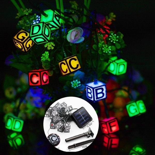 Outdoor Solar Powered Letter String Light Patio Garden Yards 30 LED Lamp Lights