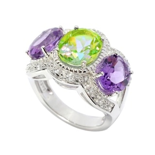 Size Details about   Stunning sterling silver ring with natural Amethyst and Peridot 6