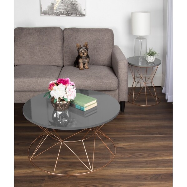 kate and laurel mendel round metal coffee table