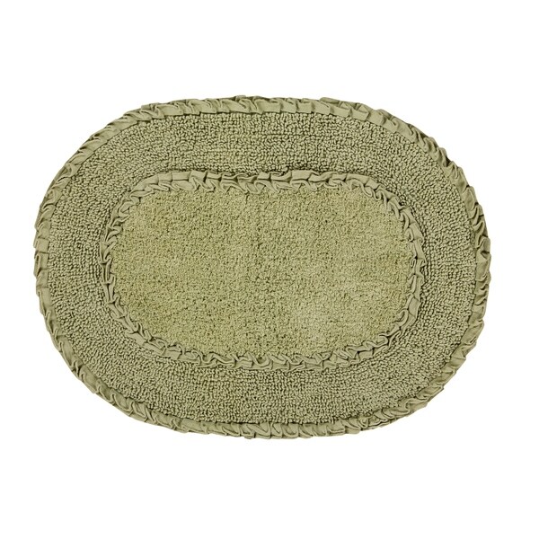 Shop Double Ruffle 17"X24" Sage Bath Rug On Sale Free Shipping On