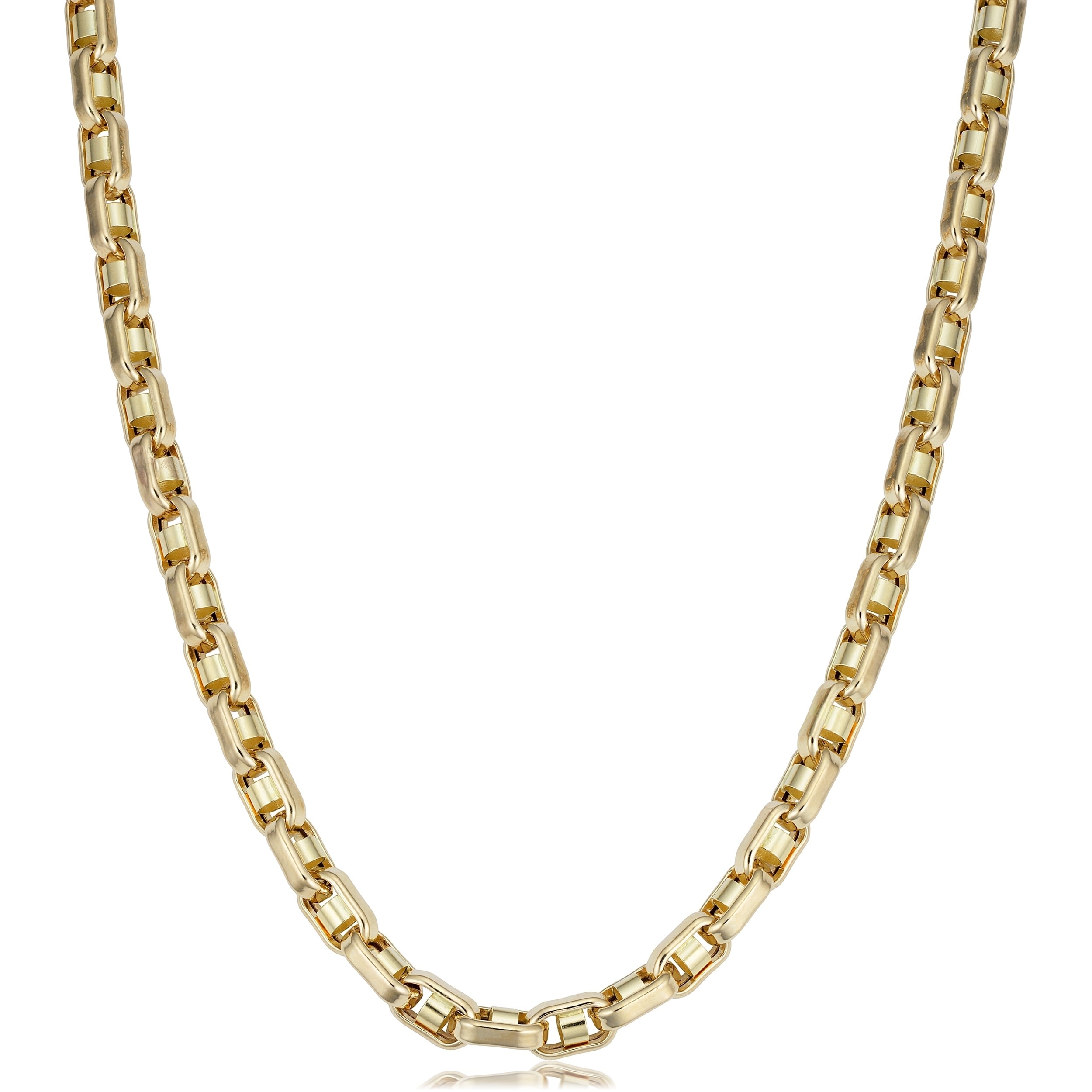 Au Naturale Men's 14k Yellow Gold Bullet Link Necklace (5.7 millimeters, 22 inches)