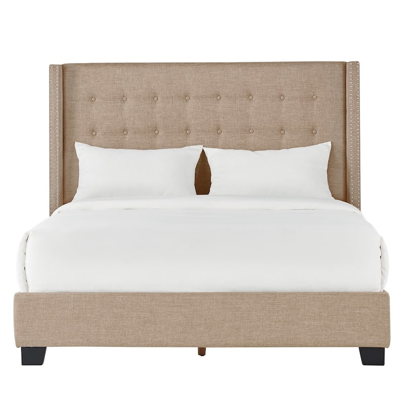 Melina Tufted Linen Wingback Platform Bed by iNSPIRE Q Bold