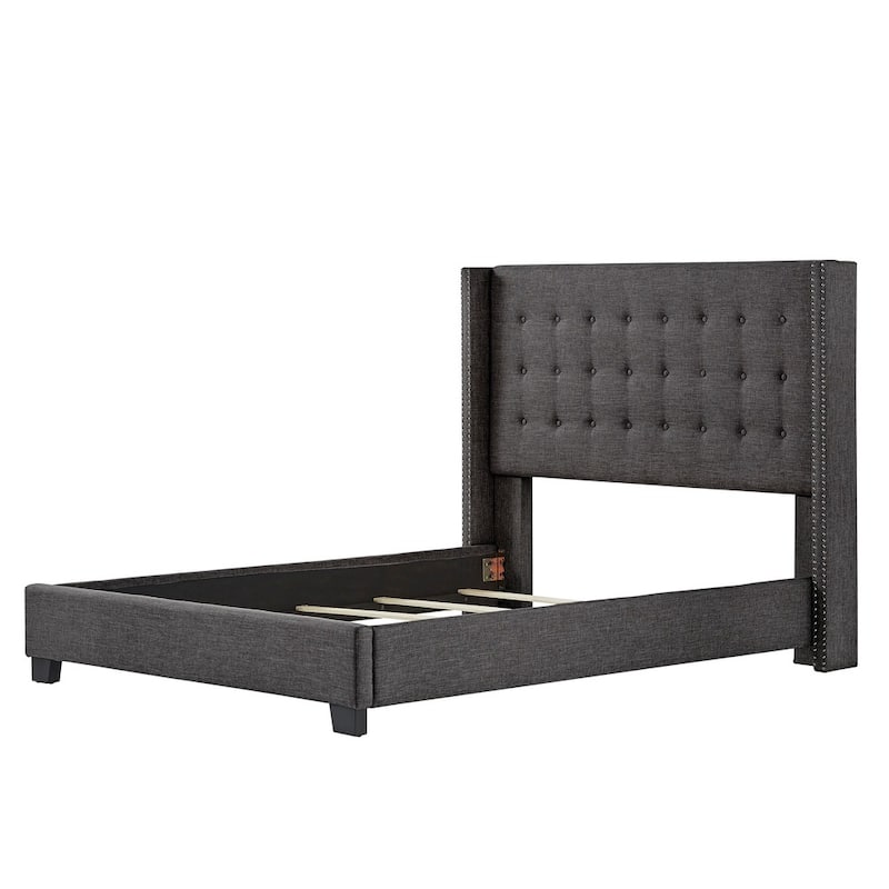 Melina Tufted Linen Wingback Platform Bed by iNSPIRE Q Bold