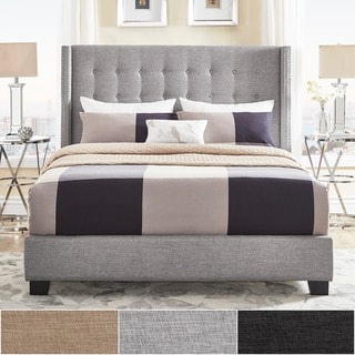 Melina Tufted Linen Wingback Platform Bed by iNSPIRE Q Bold