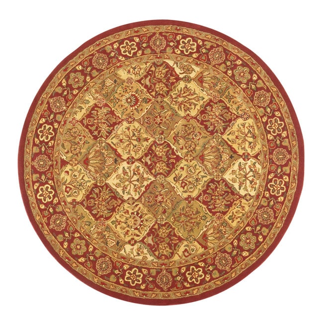 Hand tufted Baktarri Red / Beige Wool Rug (6 Round)