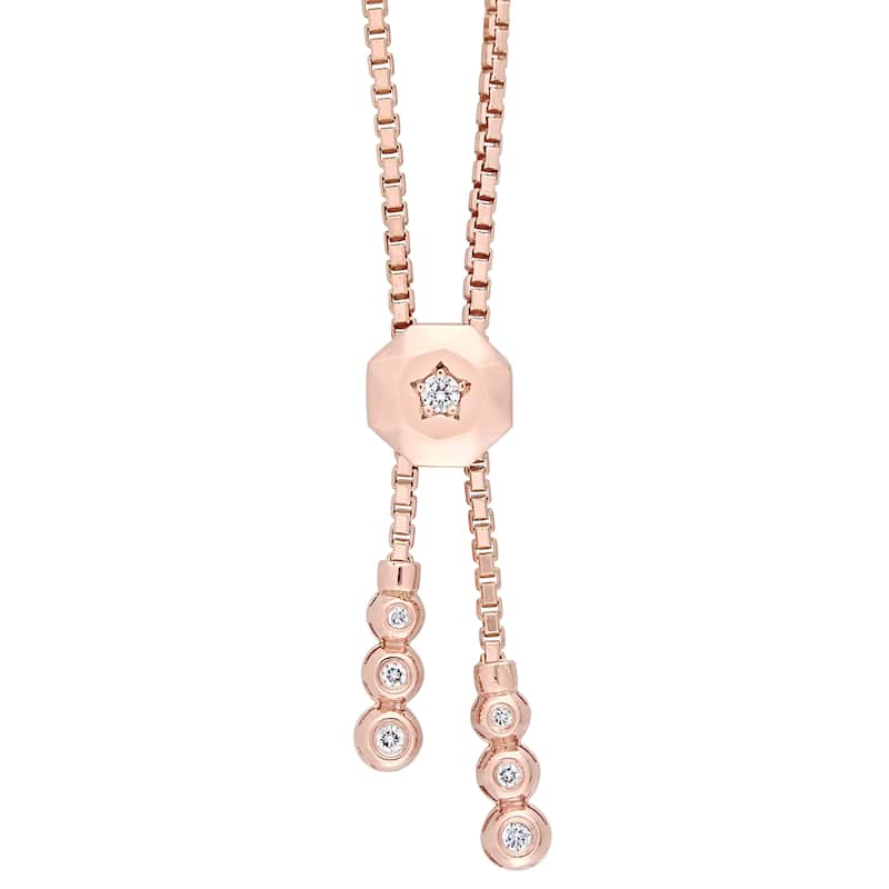 Miadora Signature Collection 14k Rose Gold 3/4ct TDW Diamond Adjustable Bolo Bracelet - White