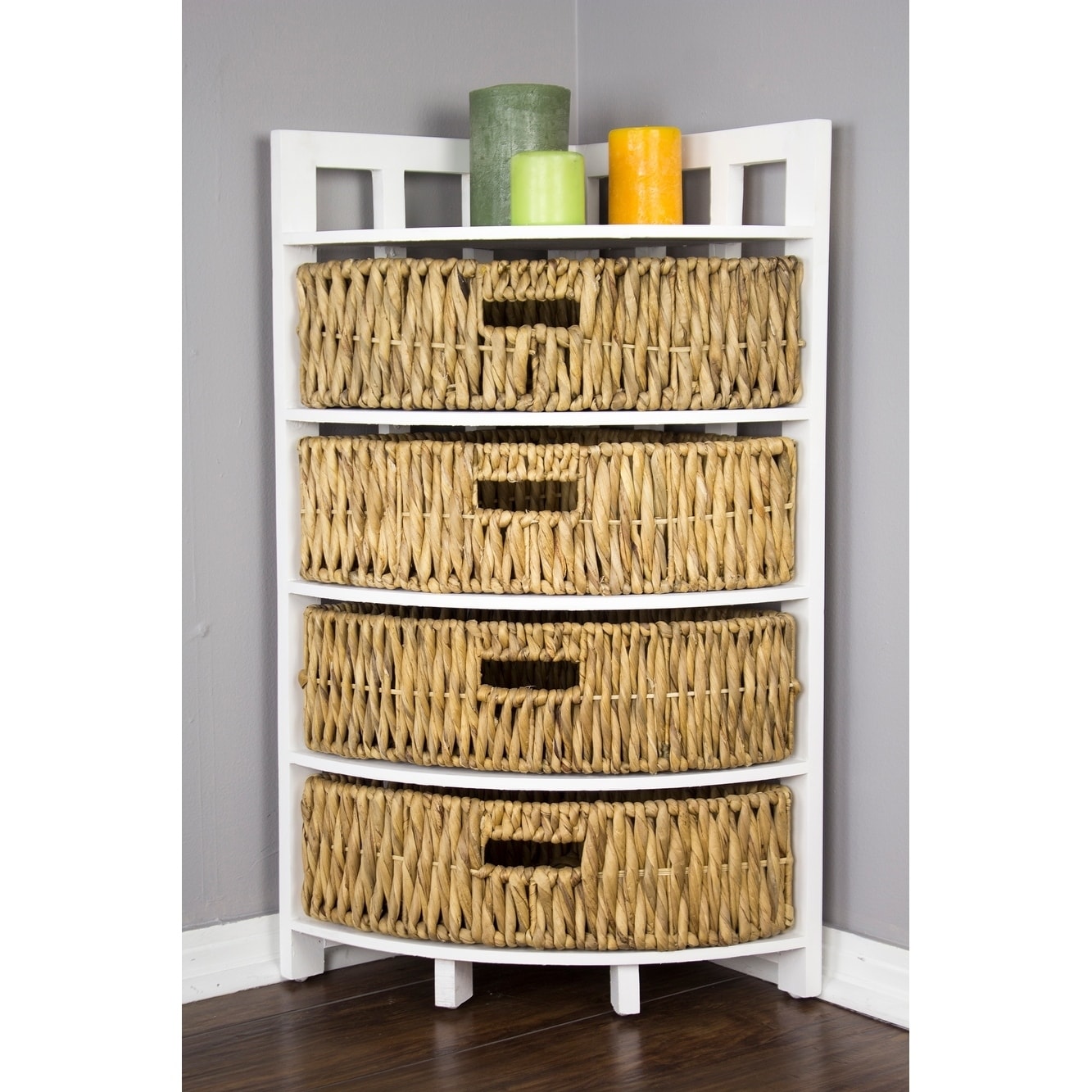 Shop Vale Corner Cabinet With 4 Hyacinth Storage Baskets On Sale