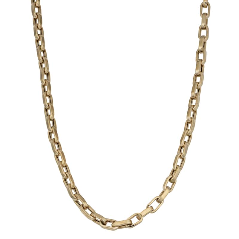 Fremada 10k Yellow Gold Square Link Necklace (4 millimeters thick)