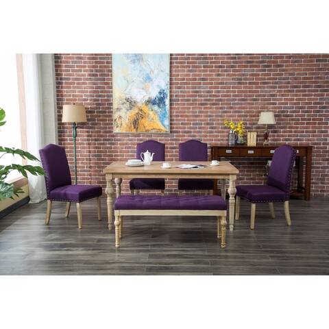 Purple Kitchen Dining Room Sets Online At Our Best Mod Urban Style 6 Piece White Wash Turned Legs Dining Set