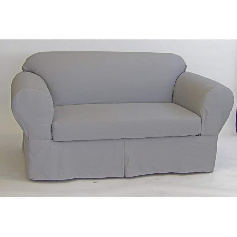 Classic Slipcovers Ten Ounce Cotton Twill Two Piece Loveseat Slipcover - Grey
