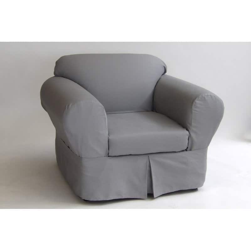 Classic Slipcovers Ten Ounce Cotton Twill Two Piece Chair Slipcover - Grey
