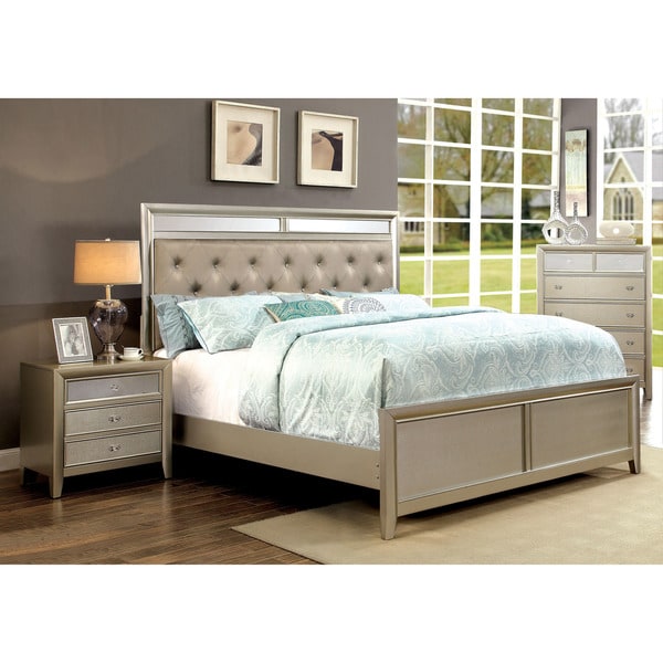 Furniture of America Vosh Contemporary Silver 3-piece Bedroom Set