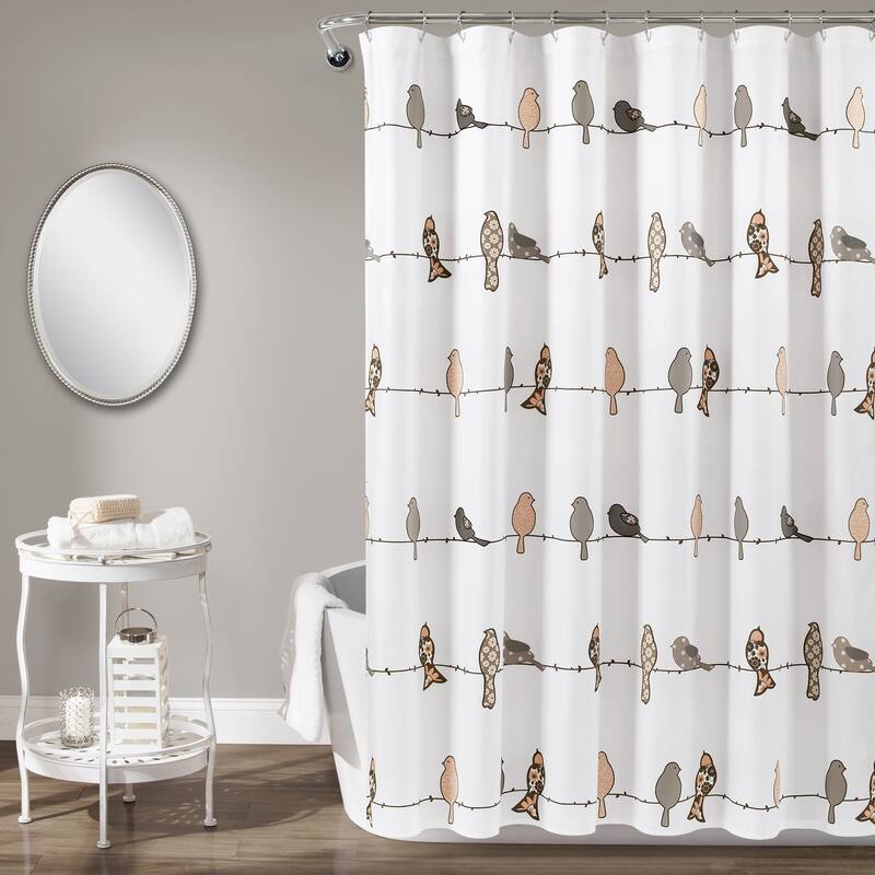 Lush Decor Rowley Birds Shower Curtain - Blush & Gray