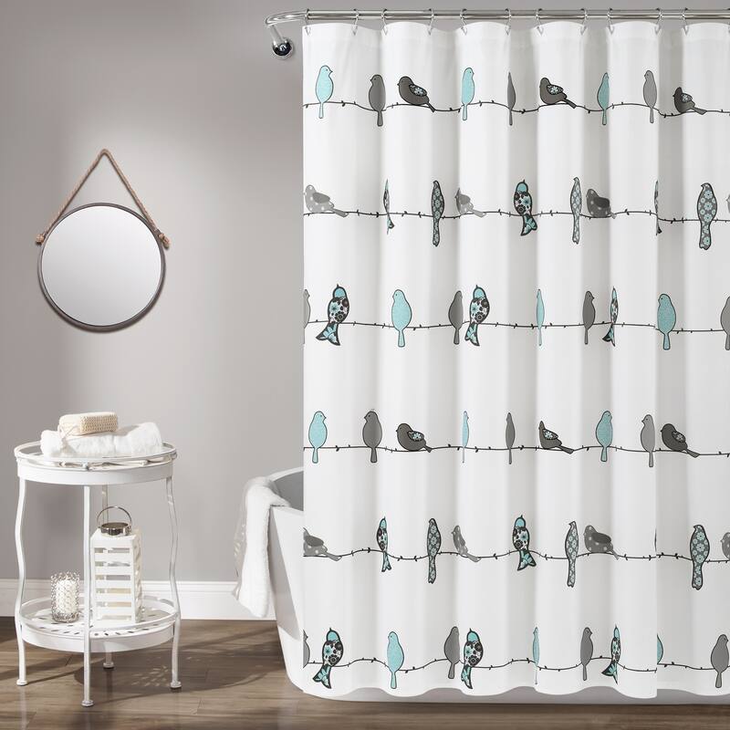 Lush Decor Rowley Birds Shower Curtain - Blue & Gray