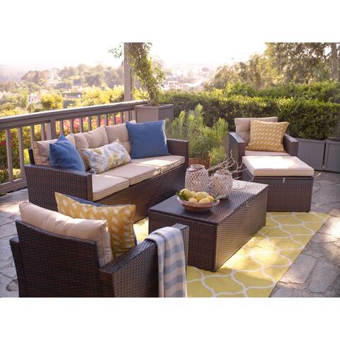 Rio-5 Piece 5 Seat Dark Brown All Weather Wicker Conversation set