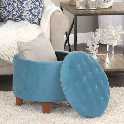 Carson Carrington Hare Large Round Button-tufted Storage Ottoman