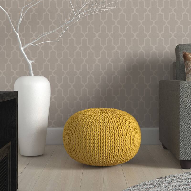 The Curated Nomad Baristo Round Cotton 20-inch Pouf