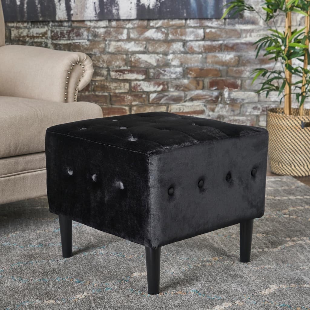 Esther Tufted Velvet Square Ottoman Stool by Christopher Knight Home