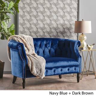 Blue Velvet Sofas Couches Online At Our Best Milani Tufted Scroll Arm Velvet Loveseat By Christopher Knight Home