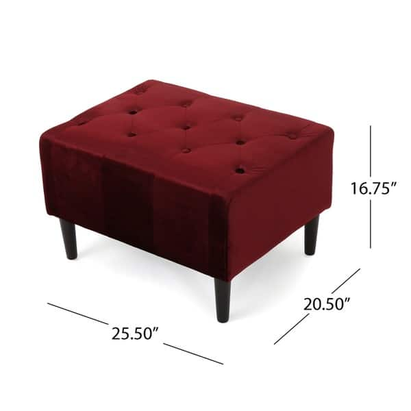 Kimiko Tufted Velvet Rectangle Ottoman Stool by Christopher Knight Home ...