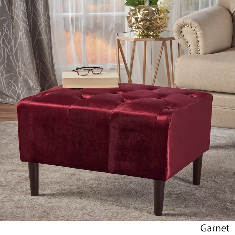 Kimiko Tufted Velvet Rectangle Ottoman Stool by Christopher Knight Home