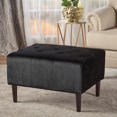 Kimiko Tufted Velvet Rectangle Ottoman Stool by Christopher Knight Home